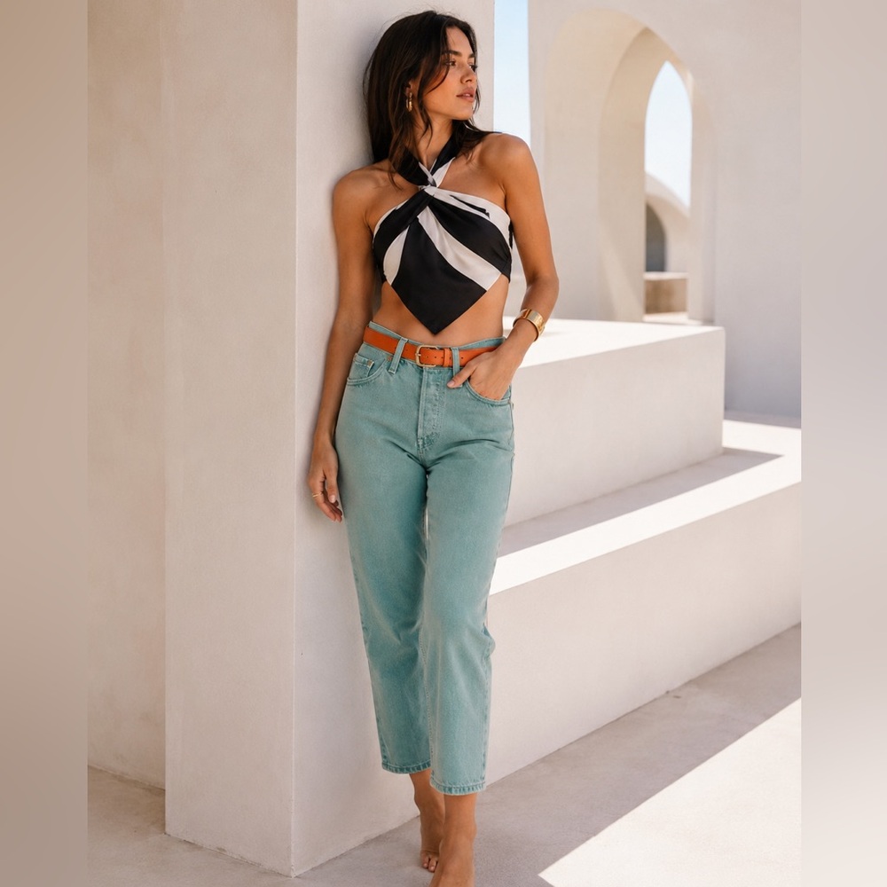 WEDGIE 💚 LEVI Premium High Rise Ankle Straight Sage Mint Green 27 x 26